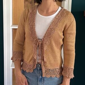 Vintage Tie Front Copper Shirt Womens' Petite XS/S, Euro Summer